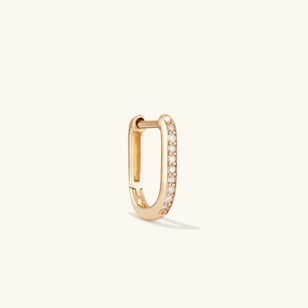 Earrings<Mejuri Single Pav Diamond Huggie U Hoop