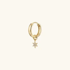Earrings<Mejuri Single Pav Diamond Star Hoop Charm
