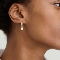 Earrings<Mejuri Single Pearl Hoop Charm