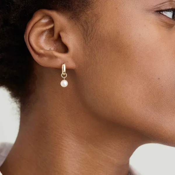 Earrings<Mejuri Single Pearl Hoop Charm