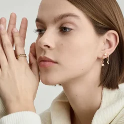 Earrings<Mejuri Single Star Hoop Charm